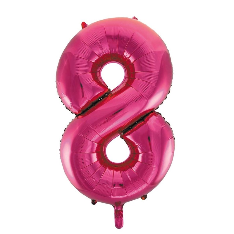 Roze leeftijden ballon cijfer 8
