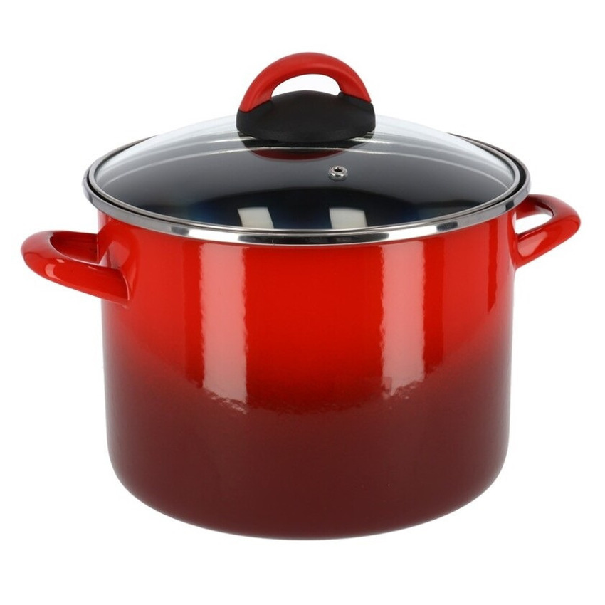 Magefesa Rvs rode kookpan/soeppan met glazen deksel 23 cm 5.8 liter -