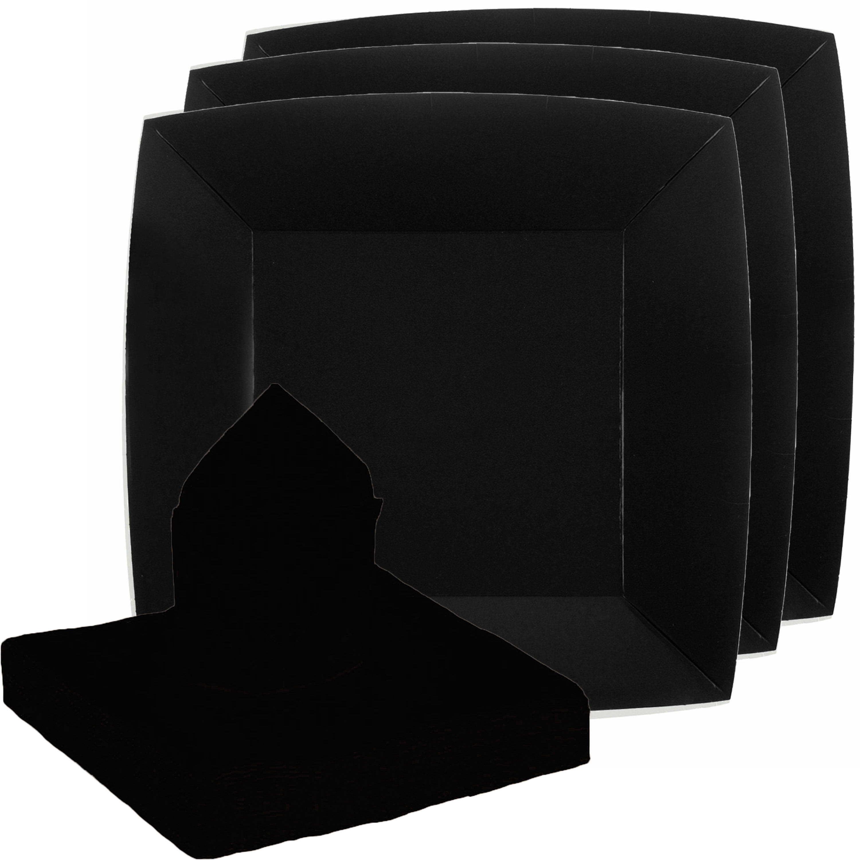 Santex servies set karton - 20x bordjes/25x servetten - zwart -