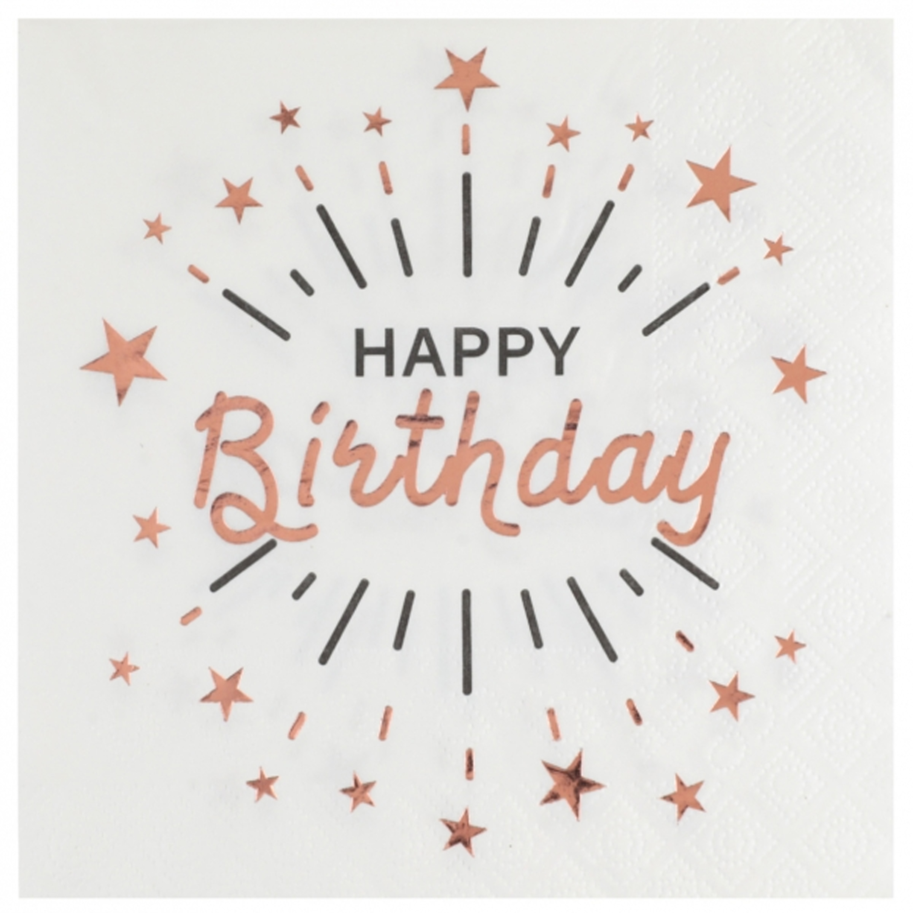 Santex Verjaardag feest servetten happy birthday - 10x - rose goud - 33 x 33 cm -