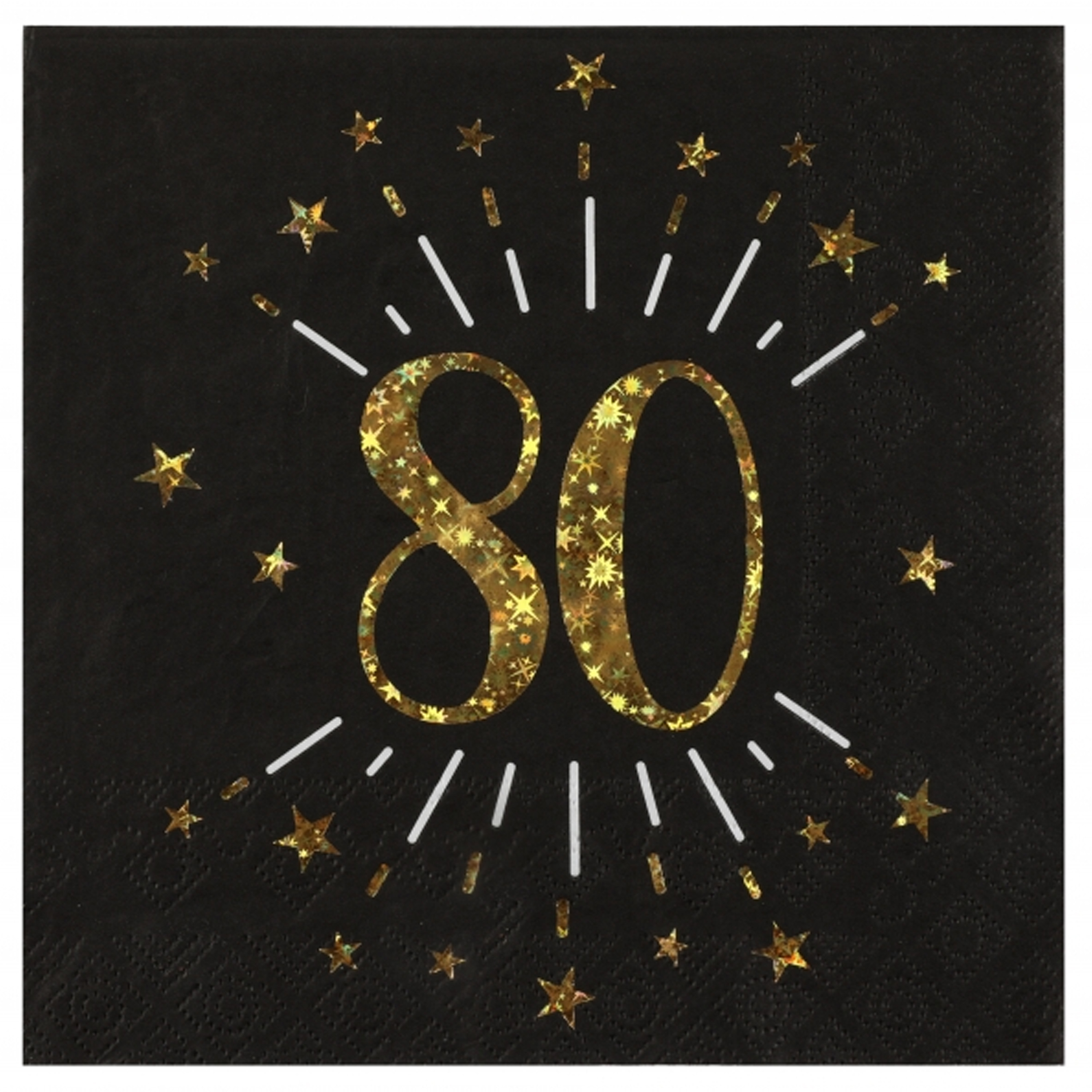 Santex Verjaardag feest servetten leeftijd - 10x - 80 jaar - goud - 33 x 33 cm -