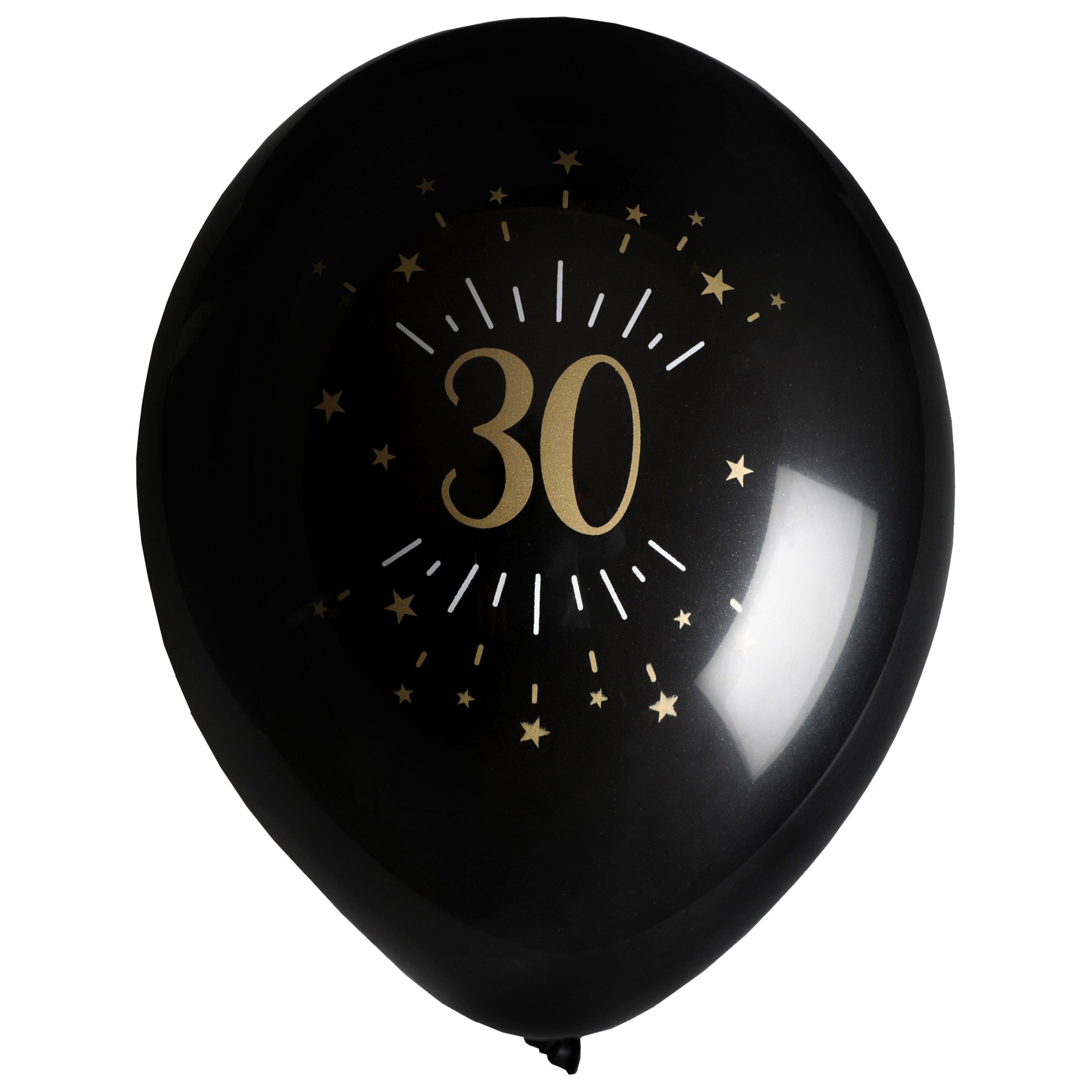Santex verjaardag leeftijd ballonnen 30 jaar - 8x stuks - zwart/goud - 23 cm? - Feestartikelen