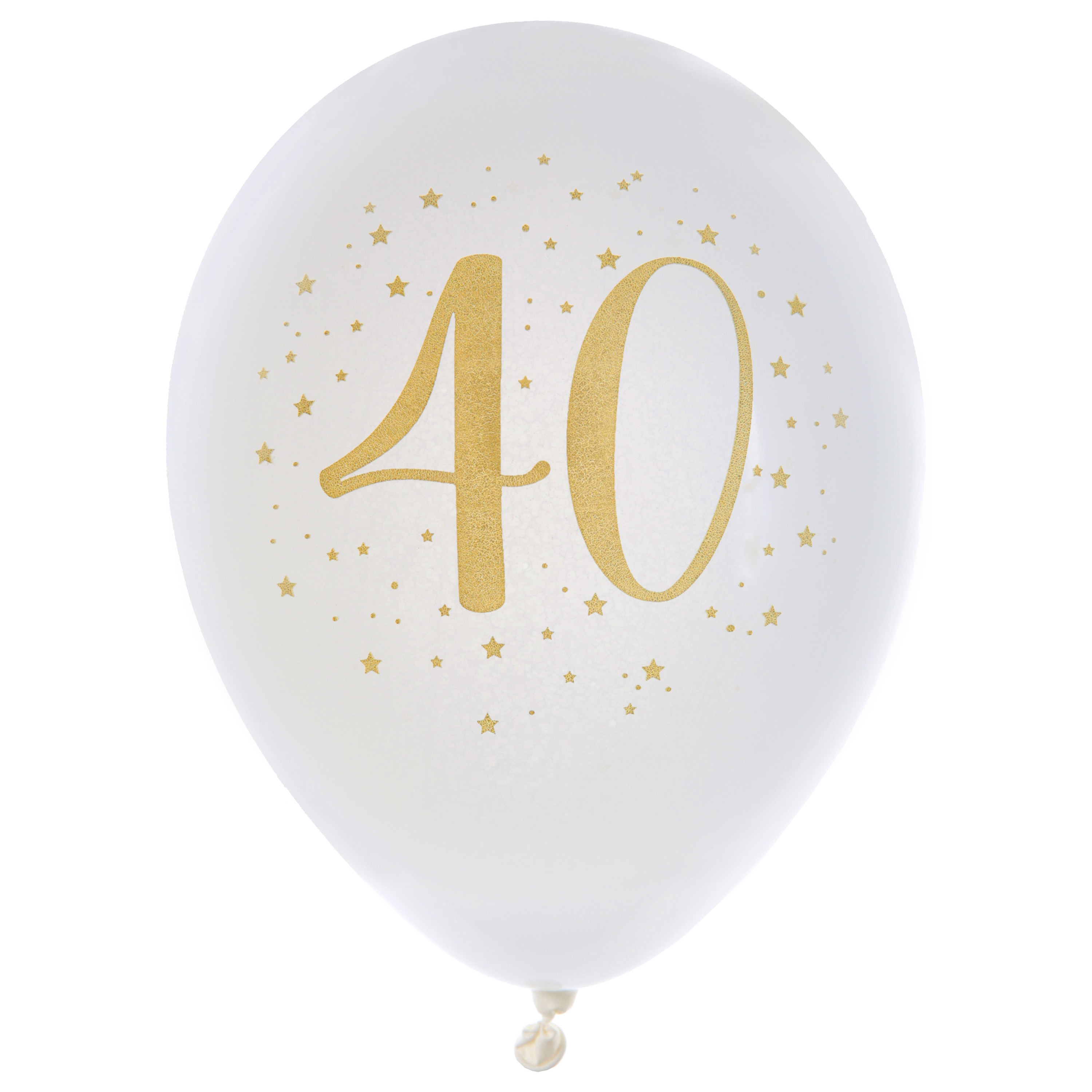Santex verjaardag leeftijd ballonnen 40 jaar - 8x stuks - wit/goud - 23 cm - Feestartikelen
