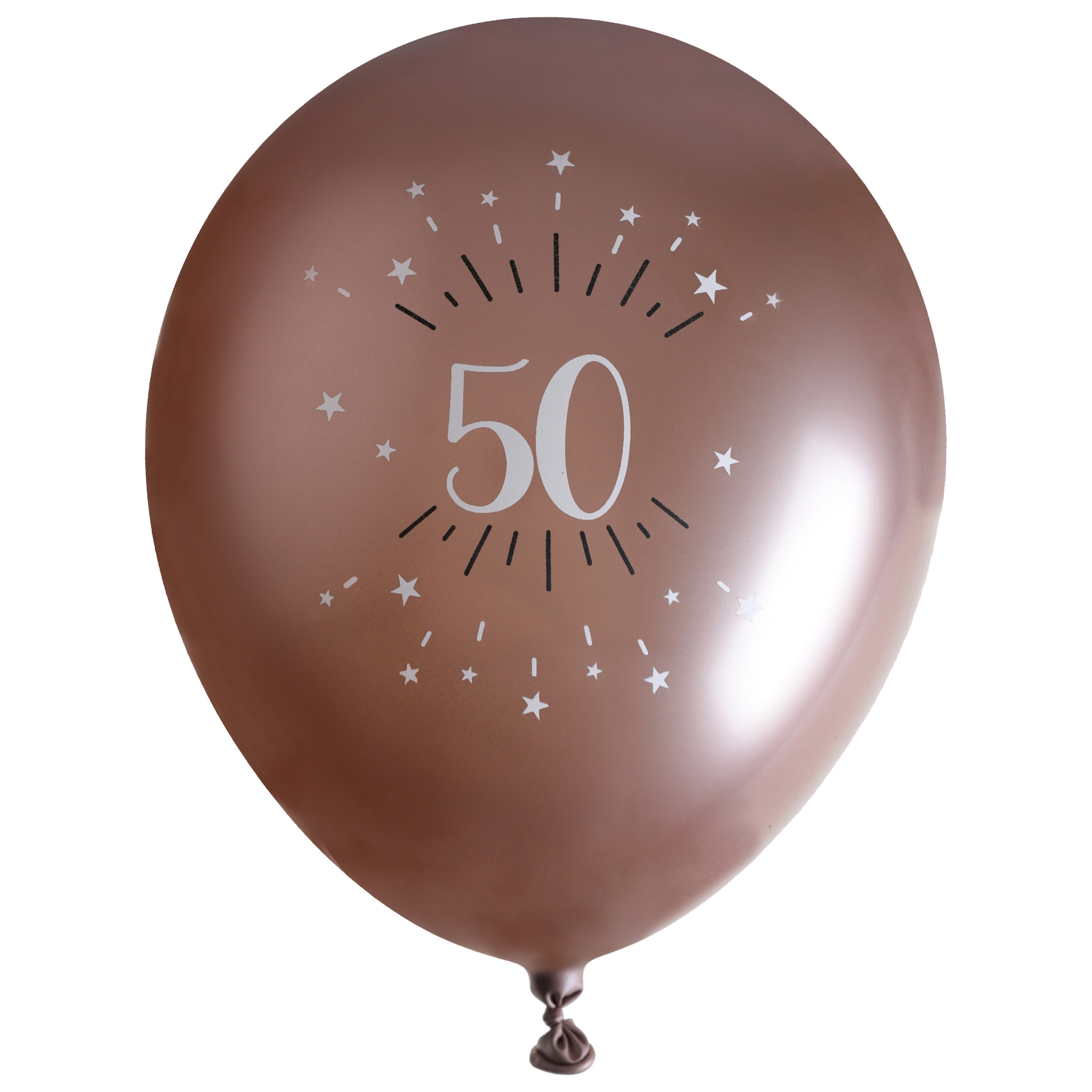 Santex verjaardag leeftijd ballonnen 50 jaar - 6x stuks - rosegoud - 30 cm - Abraham/Sarah -