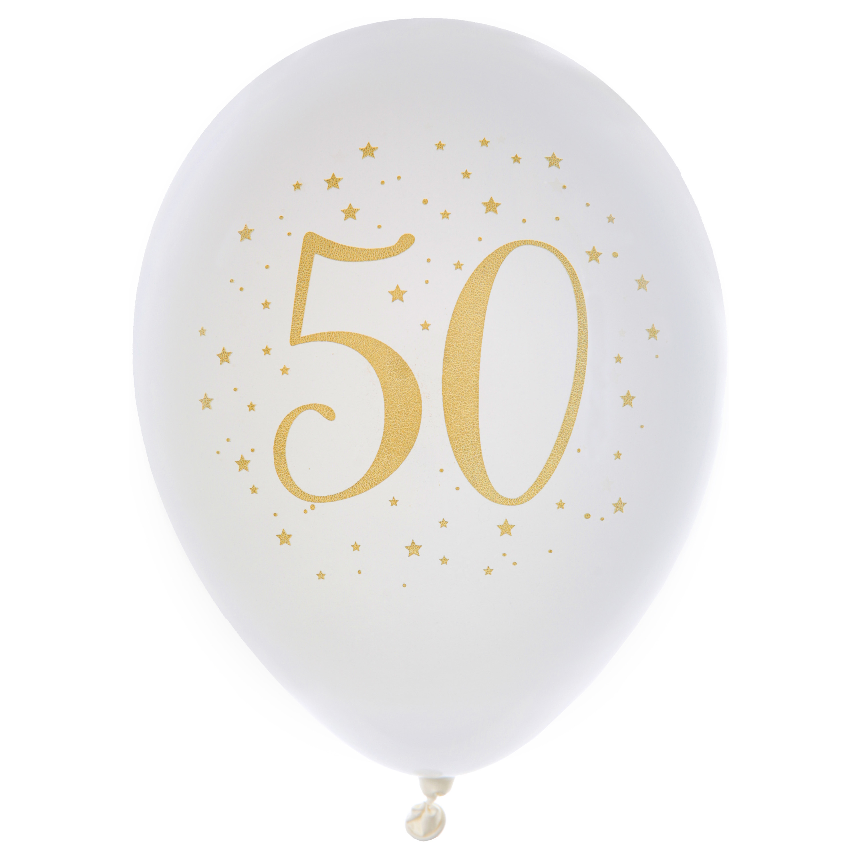 Santex verjaardag leeftijd ballonnen 50 jaar - 8x stuks - wit/goud - 23 cm - Abraham/Sarah
