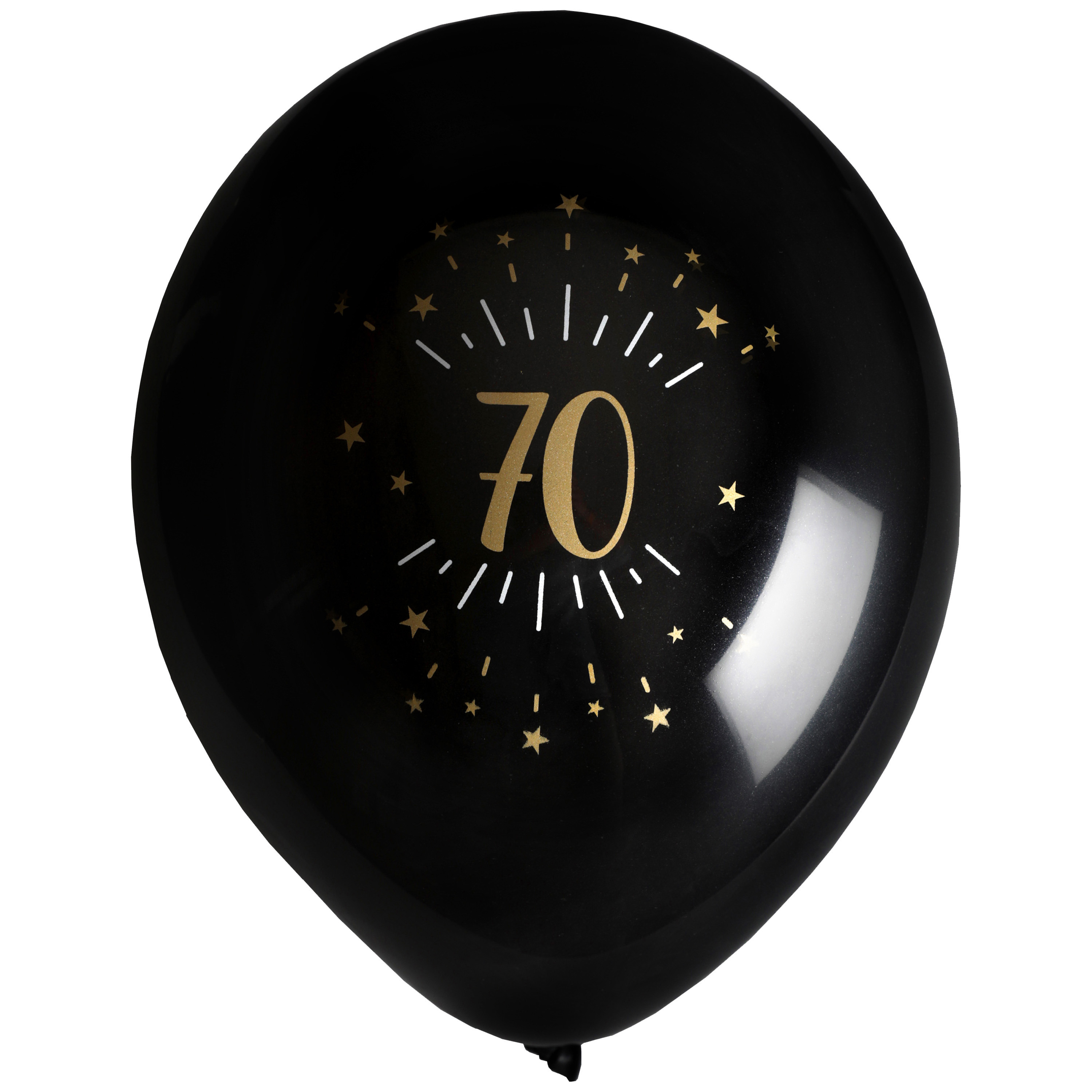 Santex verjaardag leeftijd ballonnen 70 jaar - 8x stuks - zwart/goud - 23 cm - Feestartikelen