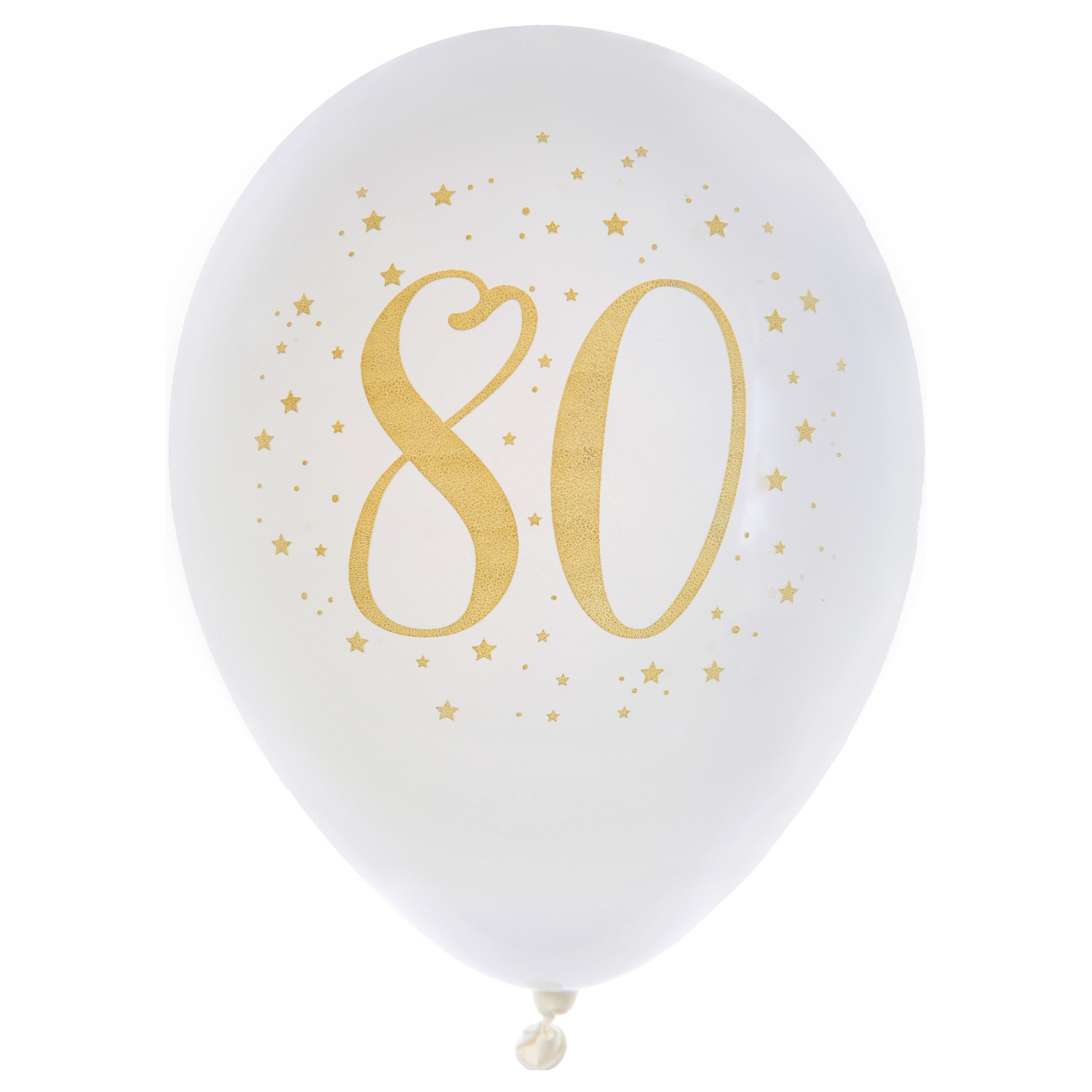 Santex verjaardag leeftijd ballonnen 80 jaar - 8x stuks - wit/goud - 23 cm - Feestartikelen