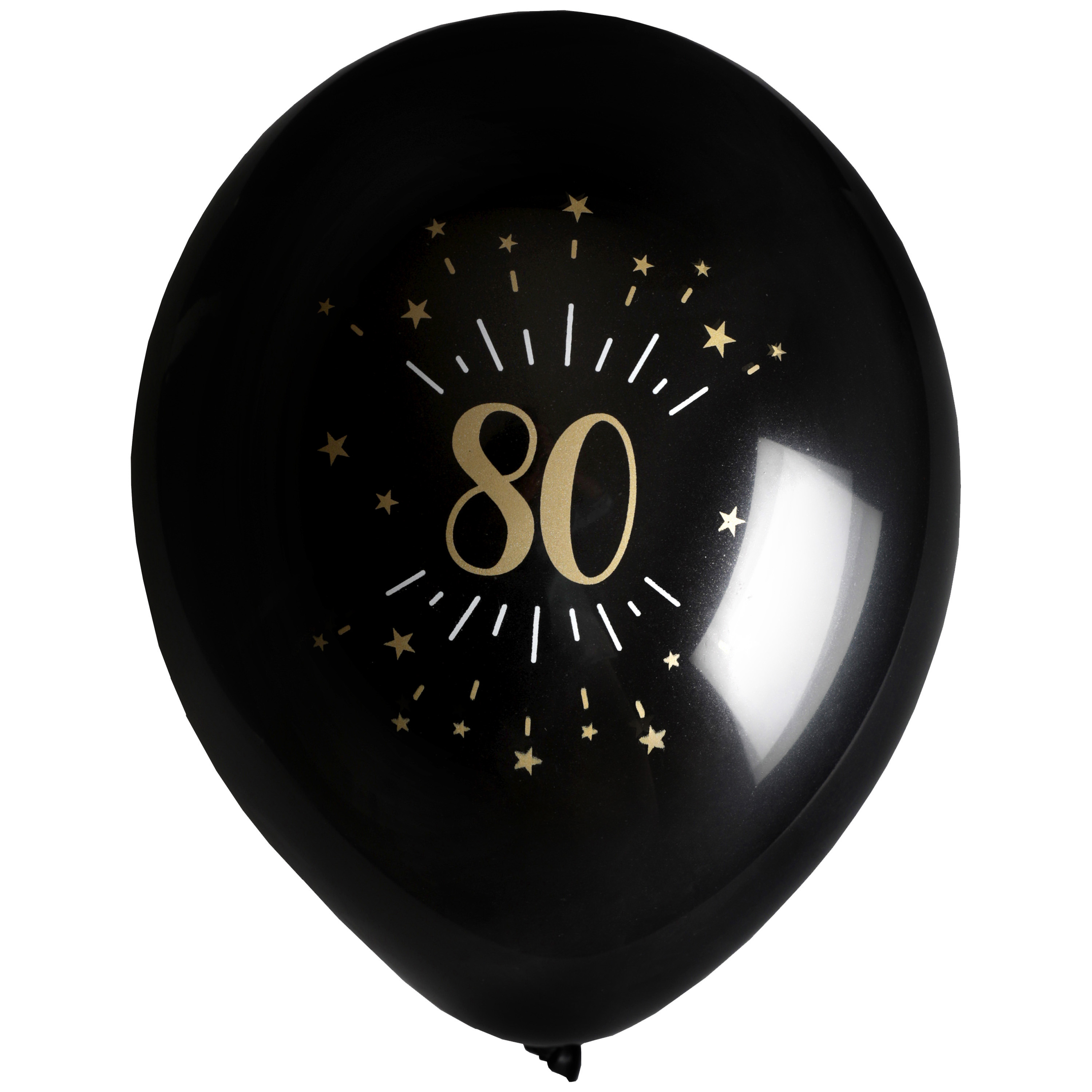 Santex verjaardag leeftijd ballonnen 80 jaar - 8x stuks - zwart/goud - 23 cm - Feestartikelen
