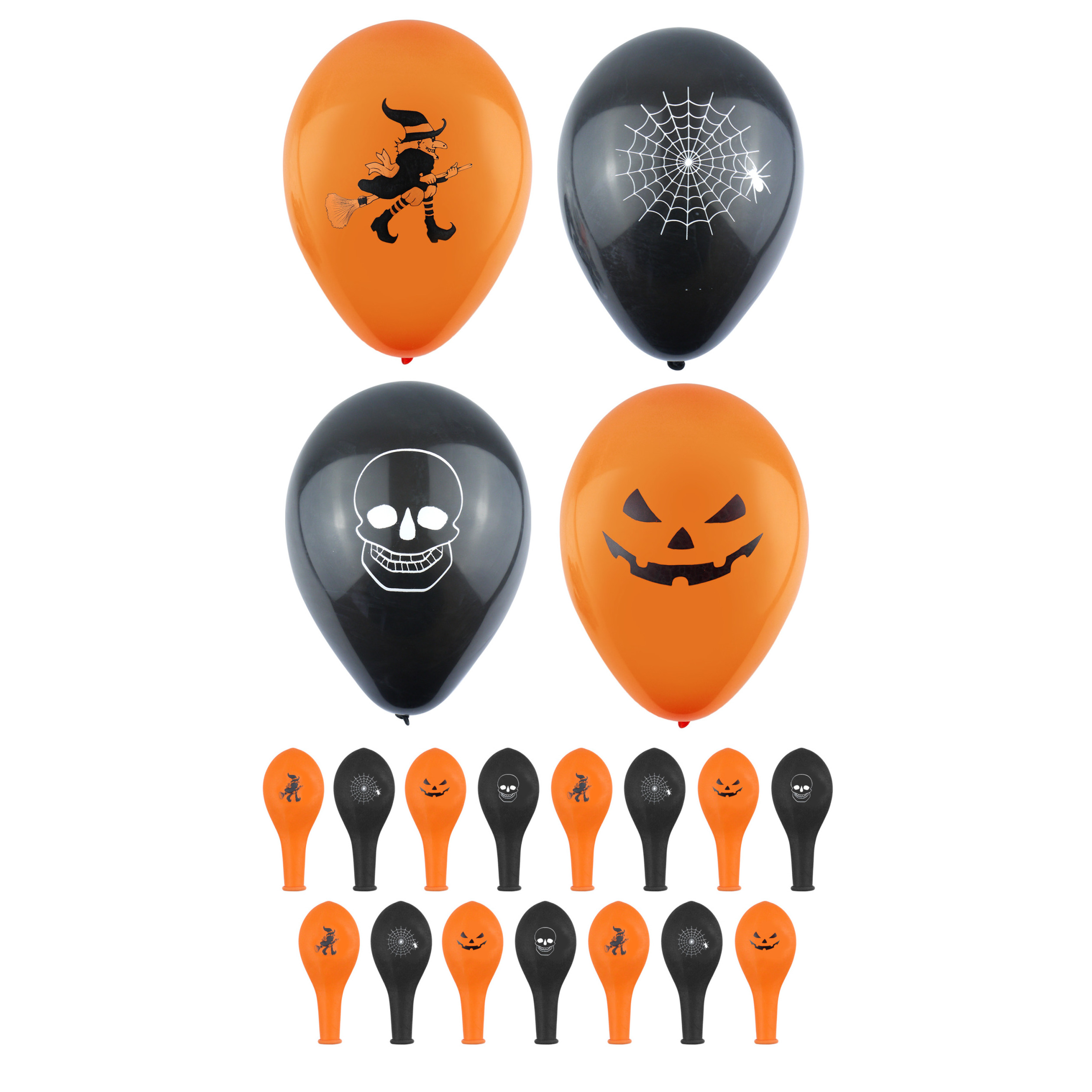 Set van 12x stuks Halloween ballonnen met print 23 cm -