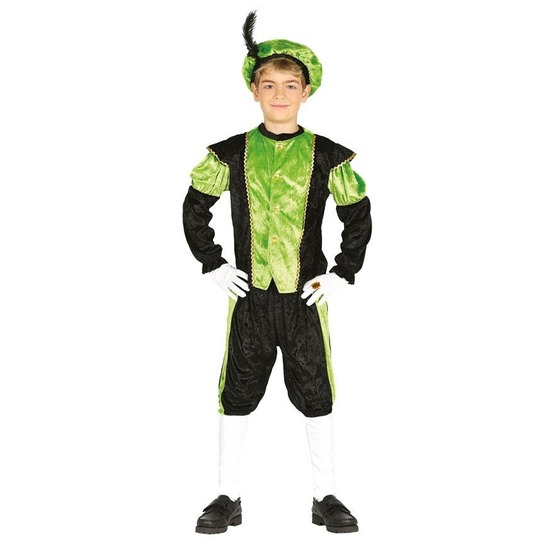 Sinterklaas thema outfit/kostuum zwart met groen voor kinderen 5-6 jaar (110-116) Groen