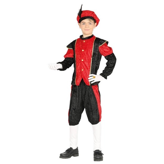 Sinterklaas thema outfit/kostuum zwart met rood voor kinderen 10-12 jaar (140-152) Rood