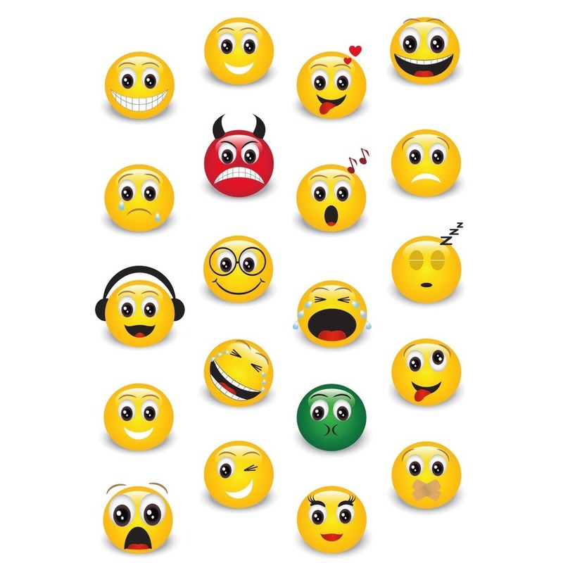 Smiley/Emoticons met zacht kunsttof stickervel met 20 stickers