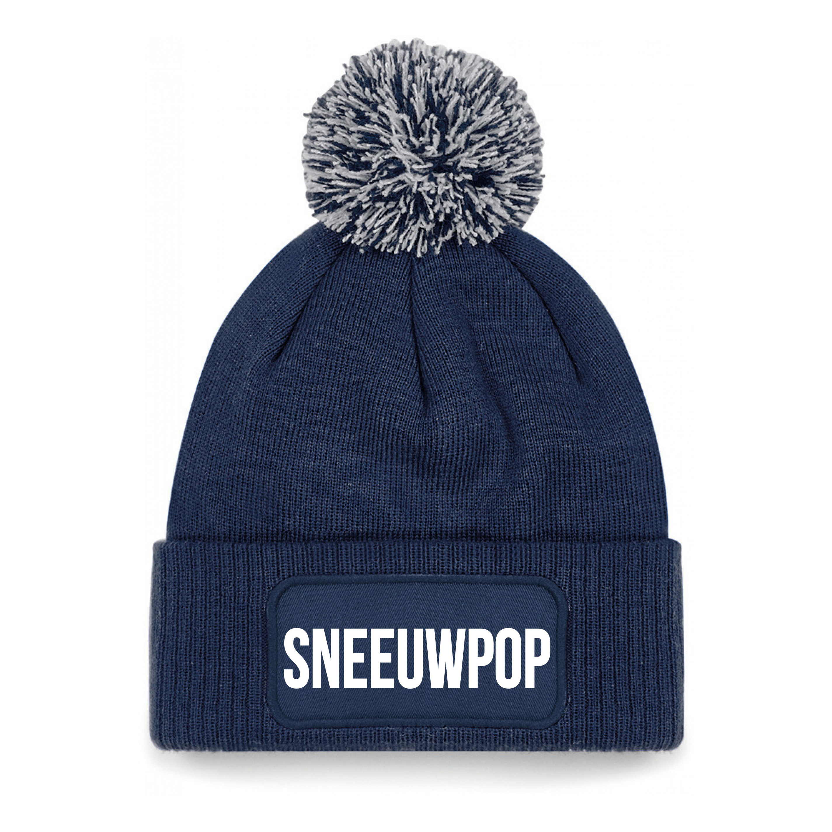 Sneeuwpop muts met pompon - unisex - one size - navy - apres-ski muts One size -