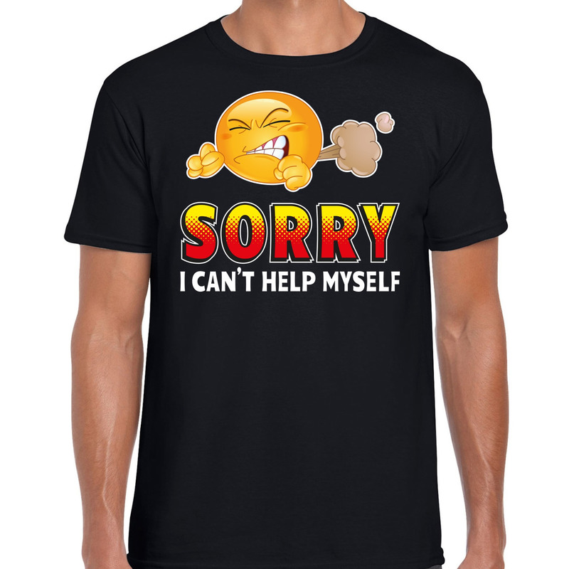 Sorry i cant help myself funny emoticon shirt heren zwart