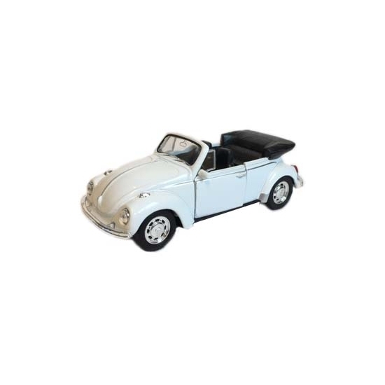 Speelauto Volkswagen Kever wit open dak 12 cm -