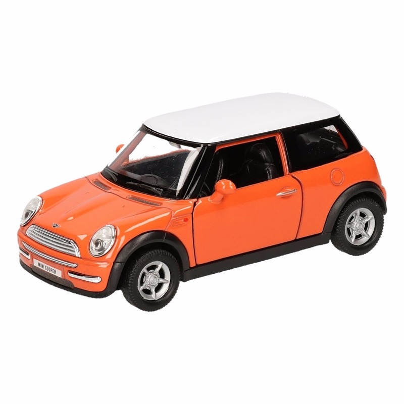 Higgins Aggregaat paar Speelgoed Mini Cooper oranje autootje 12 cm | Fun en Feest