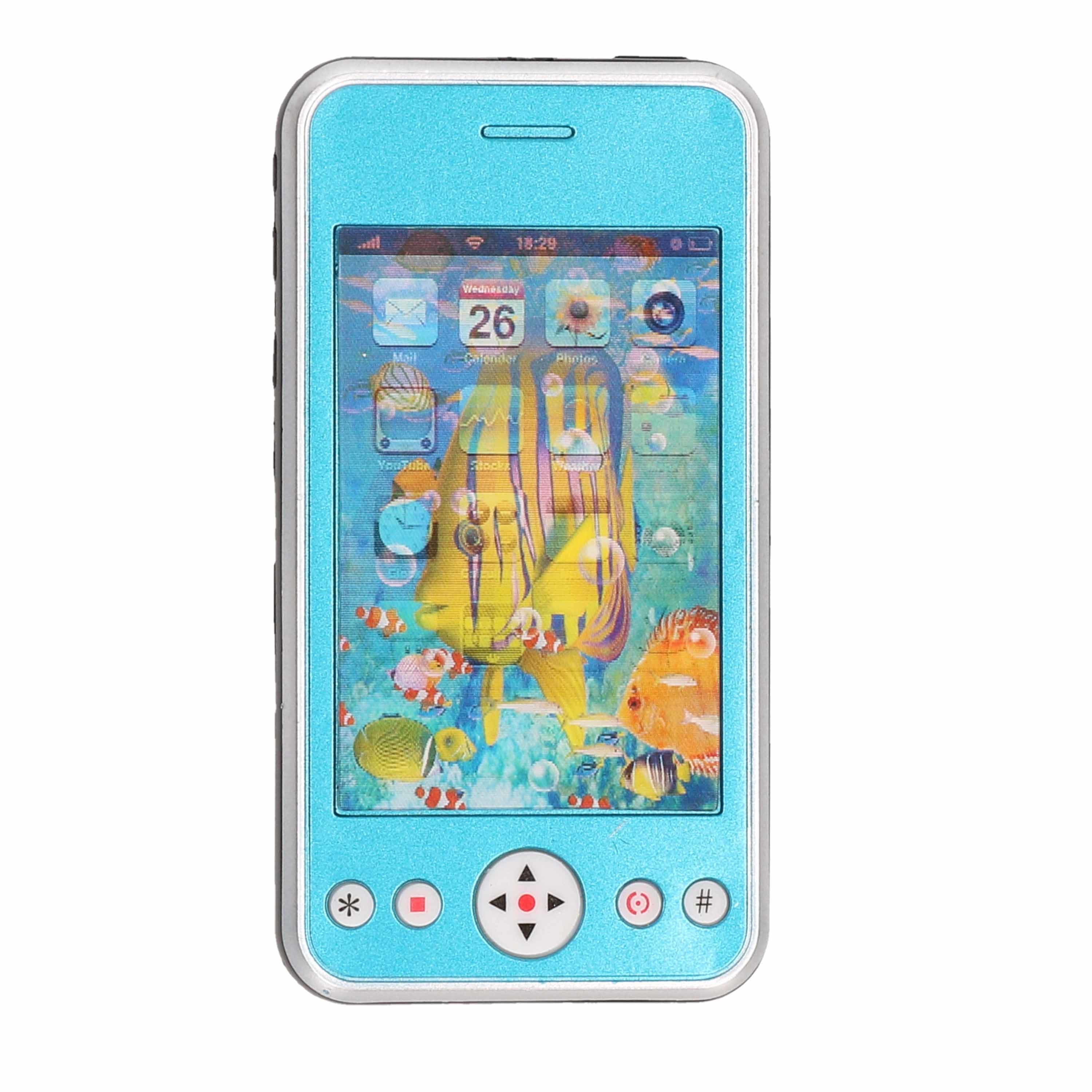 Ga naar het circuit Panorama Medisch wangedrag Blauwe speelgoed smartphone/mobiele telefoon met licht en geluid 11 cm |  Fun en Feest