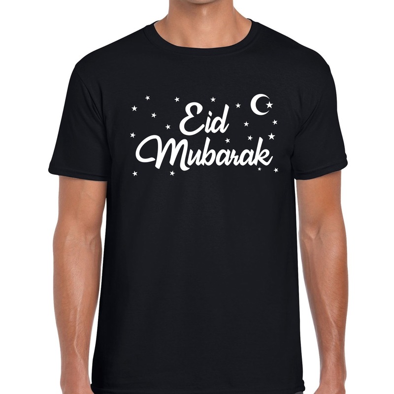 Suikerfeest shirt Eid Mubarak zwart voor heren S -