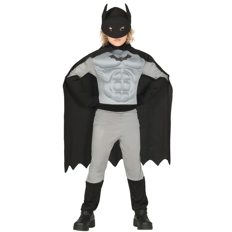 Superhelden vleermuis pak voor jongens grijs/zwart 5-6 jaar (110-116) -