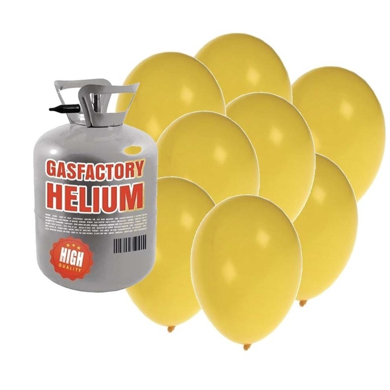 Tankje met helium met 30 gele ballonnen -