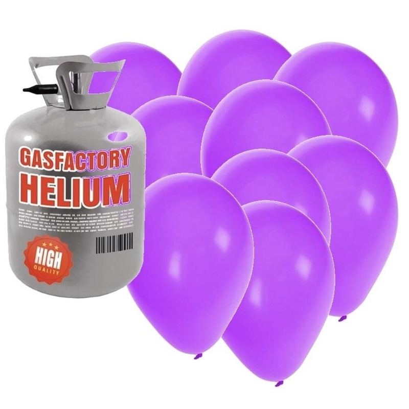 Tankje met helium met 30 paarse ballonnen