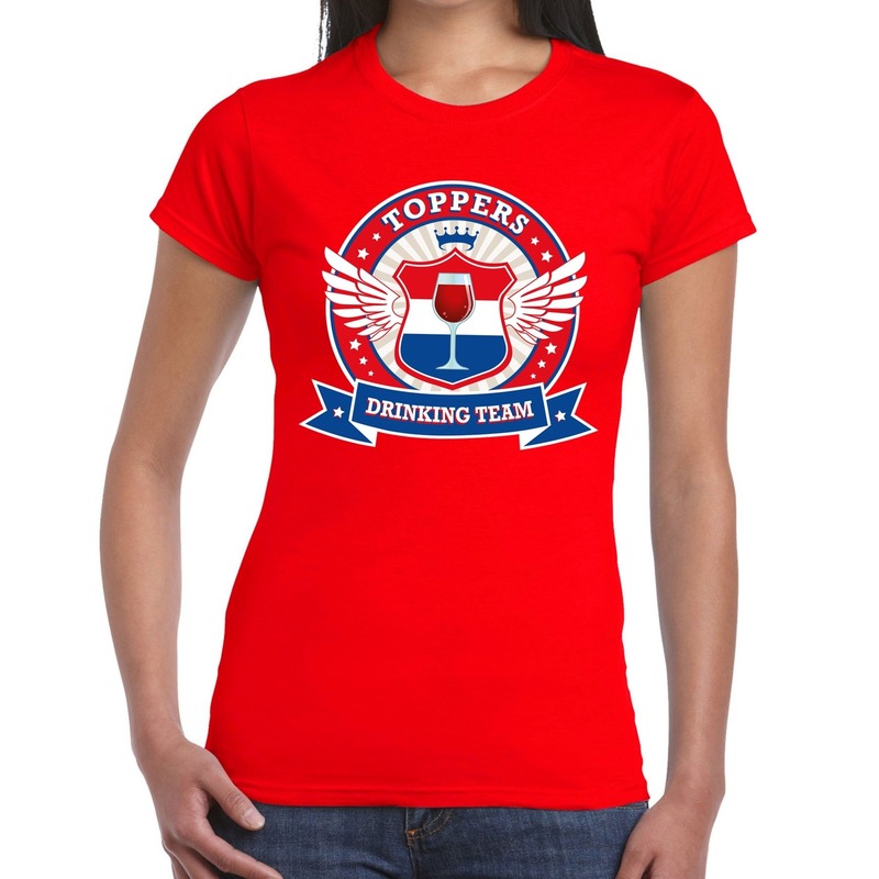 Toppers drinking team t-shirt rood dames