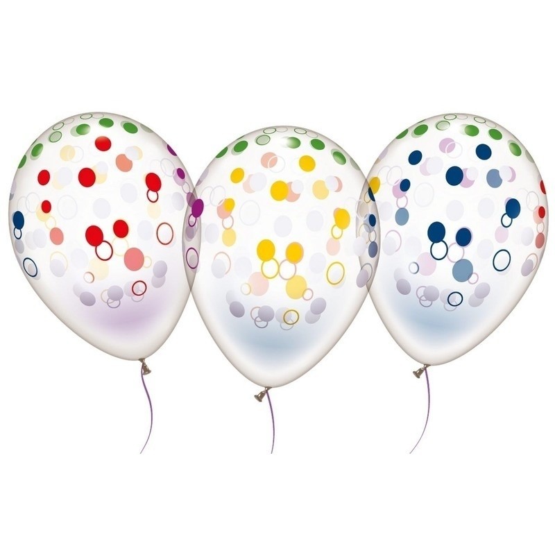 Transparante ballonnen met confettistippen 10x stuks