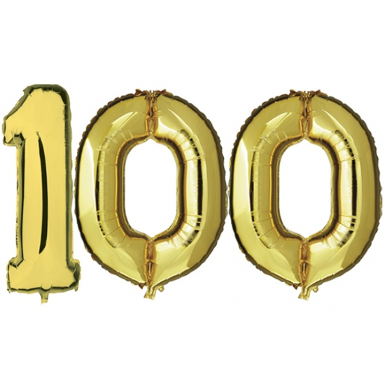 Verjaardag ballonnen 100 jaar goud
