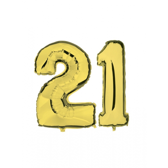Verjaardag ballonnen 21 jaar goud -