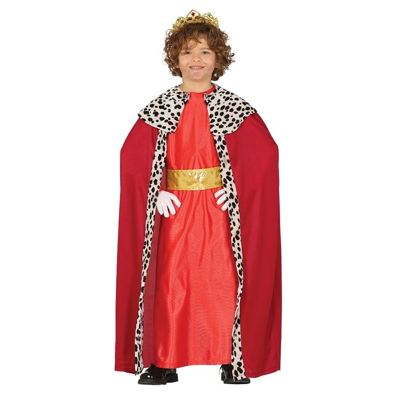 Verkleedkleding koning rood voor kinderen 7-9 jaar (122-134) -