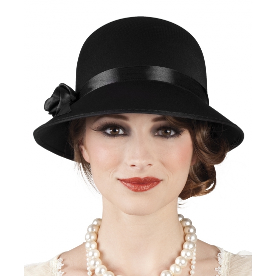 Vintage dames hoed zwart -
