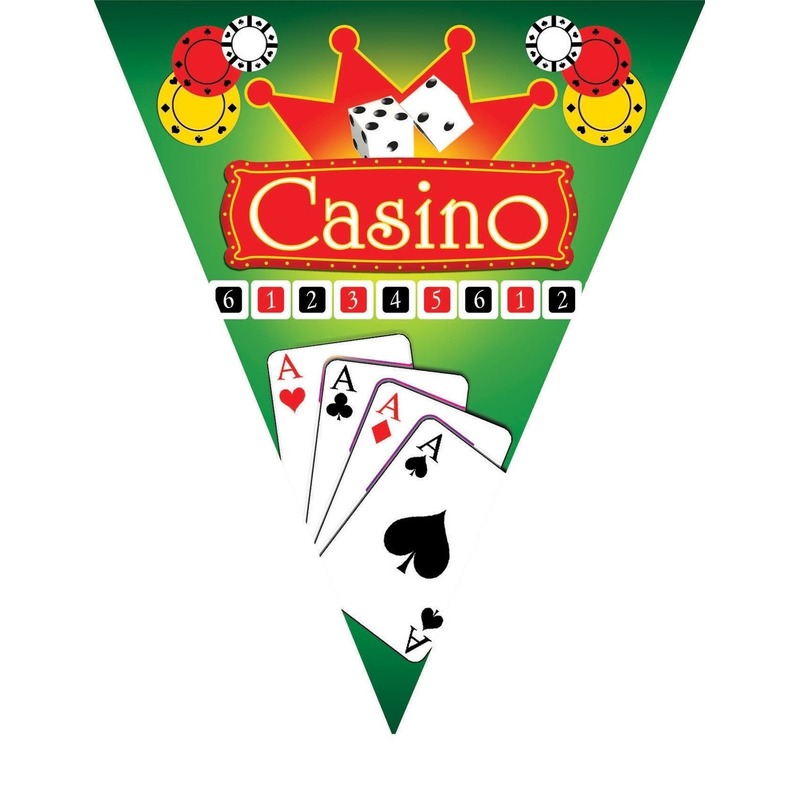 Vlaggenlijn Casino thema - plastic - 500 cm - feestartikelen -