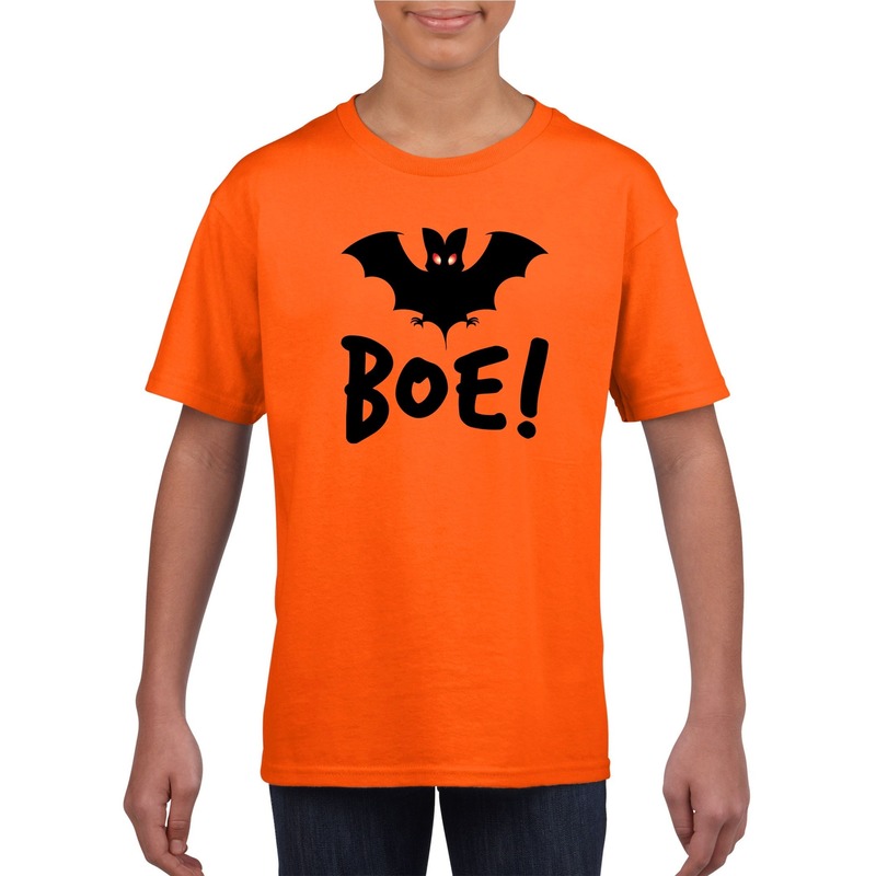 Vleermuis halloween t-shirt oranje voor jongens en meisjes XL (158-164) -