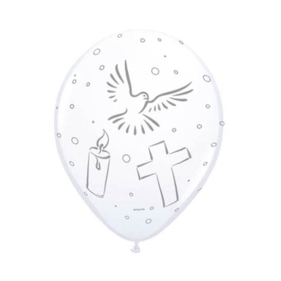 Witte eerste communie ballonnen 8x stuks versiering -