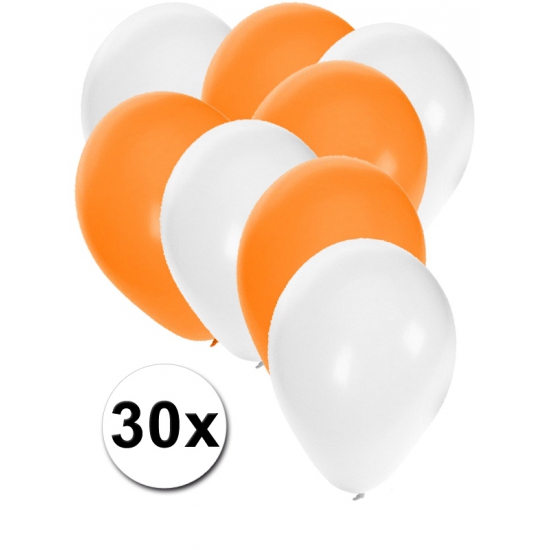 Witte en oranje ballonnen 30 stuks -