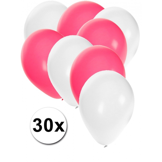 Witte en roze ballonnen 30 stuks -