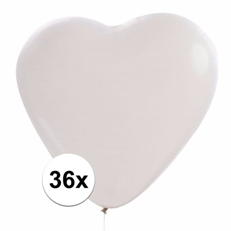 Witte hartjes ballonnen 36 stuks -
