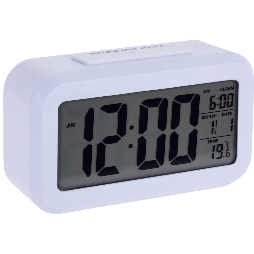 Witte wekker / alarmklok 14 cm met snooze functie - Slaapkamer - Wekkers/klokken op batterijen