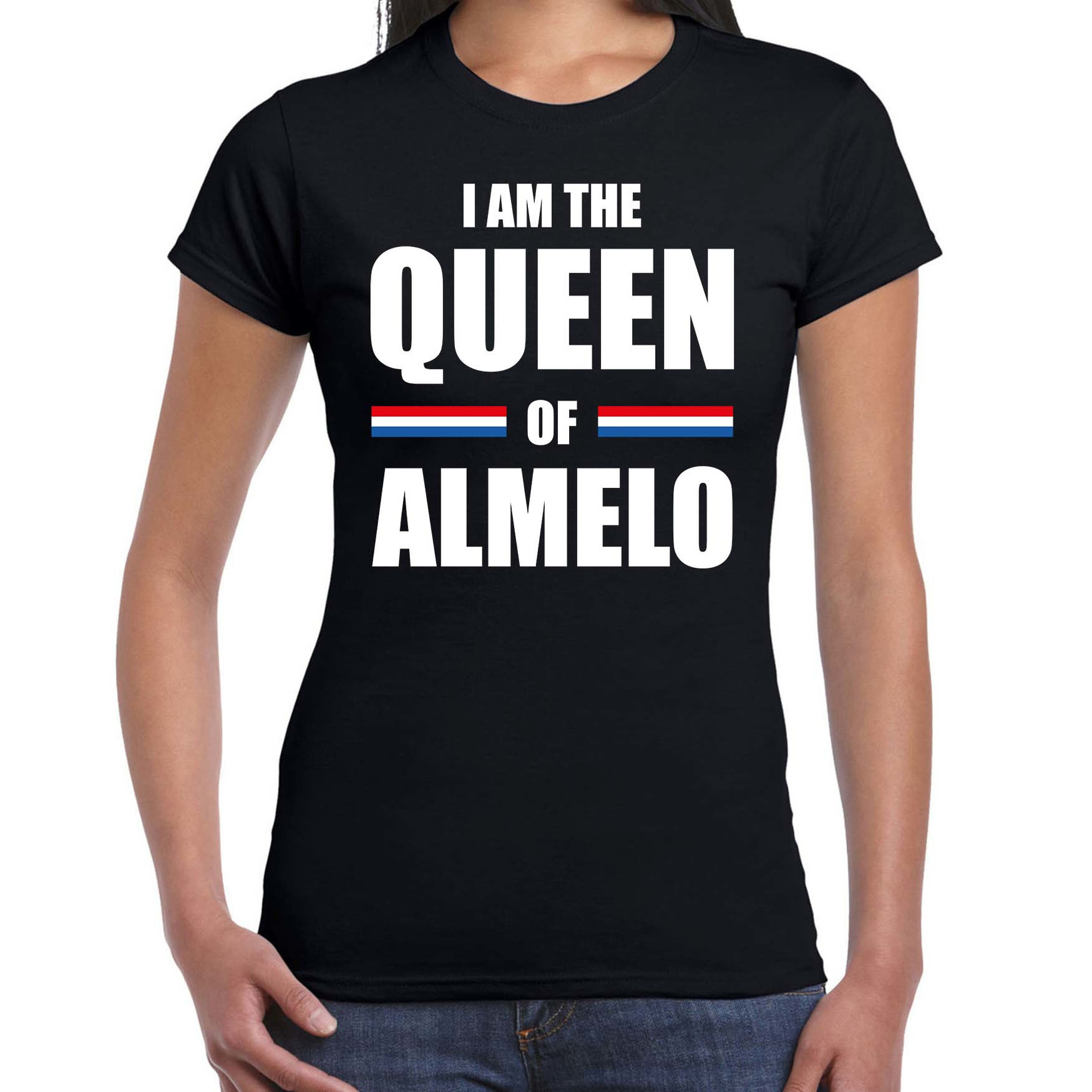 Zwart I am the Queen of Almelo t-shirt - Koningsdag shirt voor dames XS -