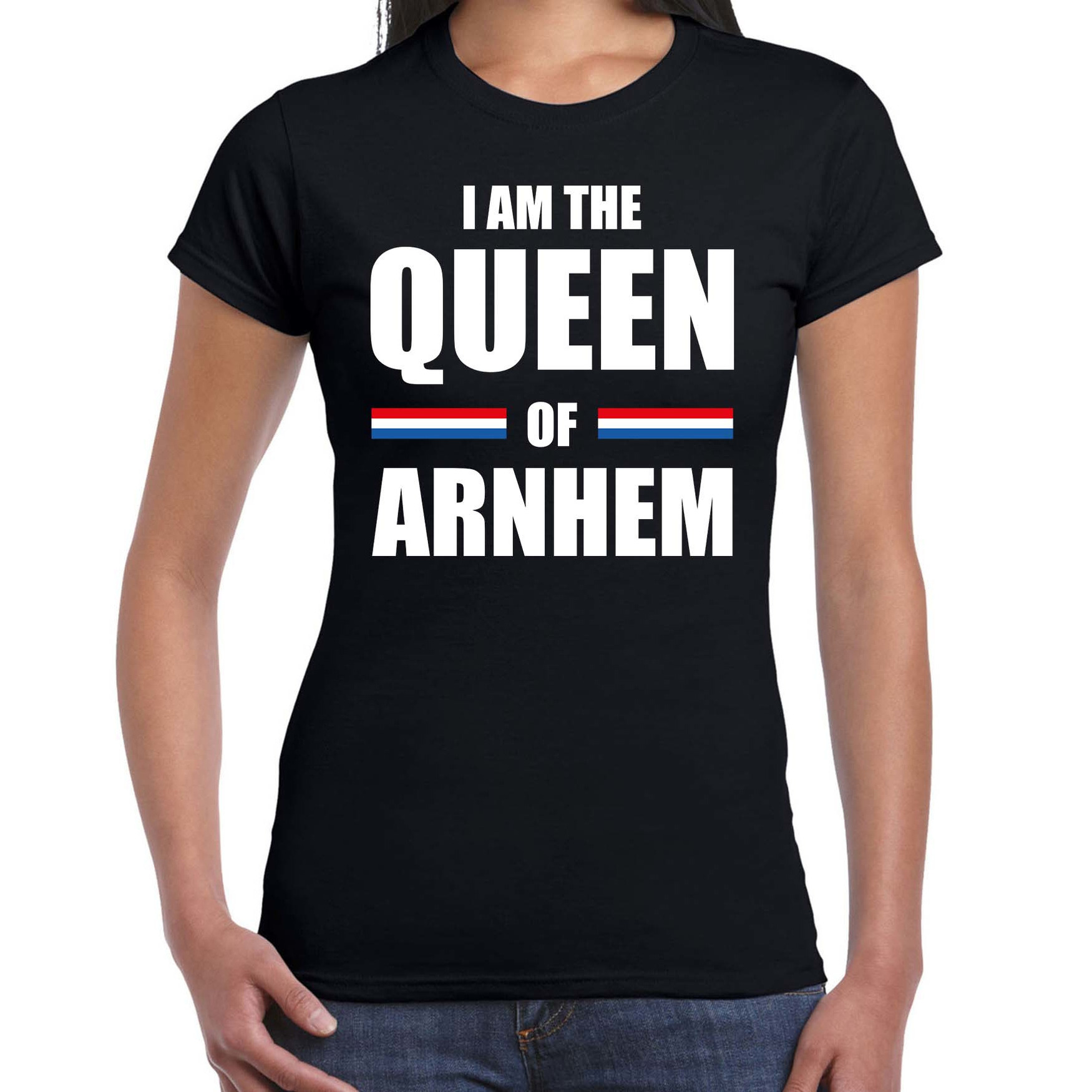 Zwart I am the Queen of Arnhem t-shirt - Koningsdag shirt voor dames 2XL -