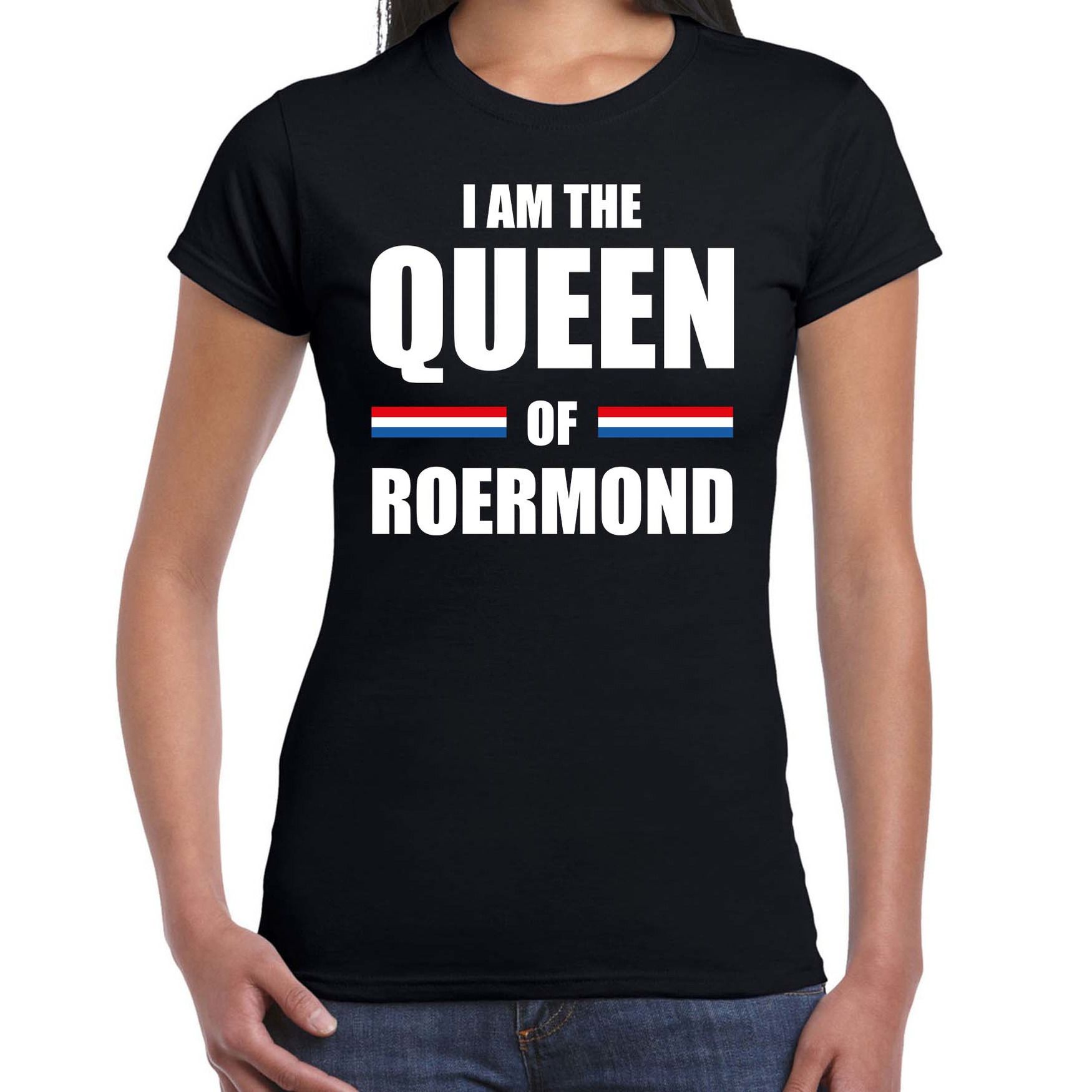 Zwart I am the Queen of Roermond t-shirt - Koningsdag shirt voor dames S -