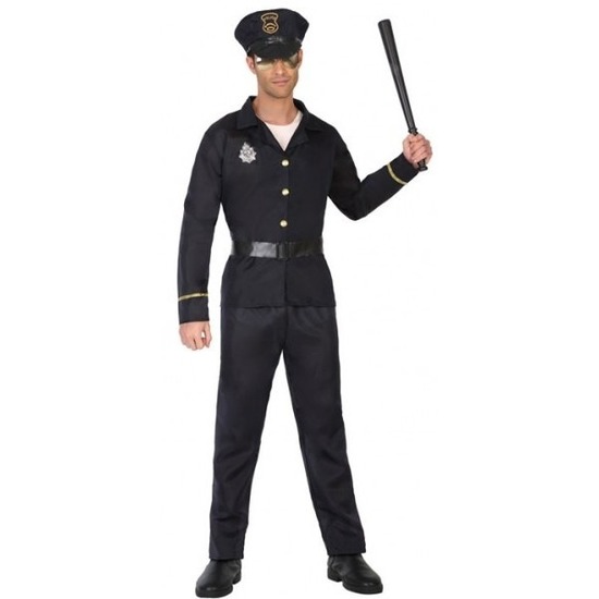 Zwart politie kostuum voor volwassenen M/L -