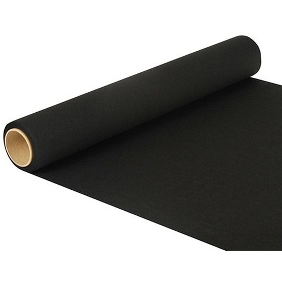 scheuren accu hoofd Duni papieren tafelloper zwart 480 x 40 cm | Fun en Feest