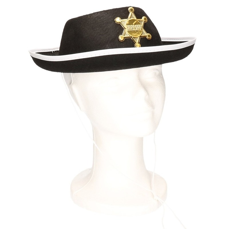 Zwarte verkleed sheriff cowboy hoed voor kinderen