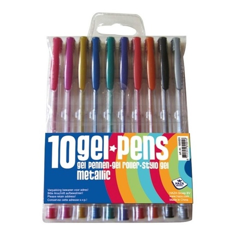 Emigreren Contractie Verniel Gekleurde gel kleur pennen metallic 10 stuks | Fun en Feest