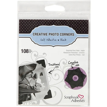108x fotohoekjes zelfklevend - zwart - 10 x 10 mm - foto album plakkers/stickers