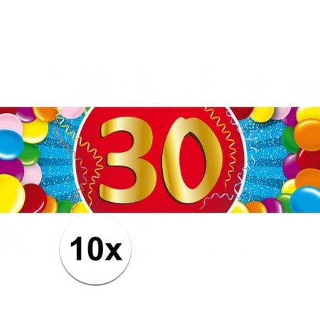10x 30 jaar leeftijd stickers verjaardag versiering