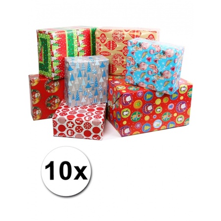 10x Kerstmis kadopapier/inpakpapier