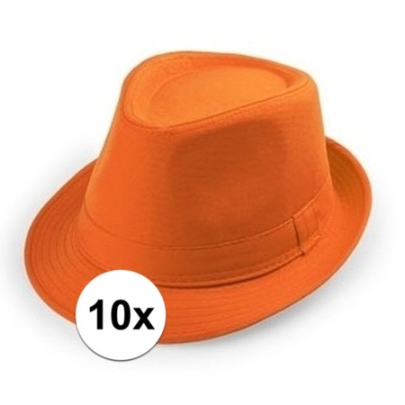 10x Oranje hoedje trilby model voor volwassenen