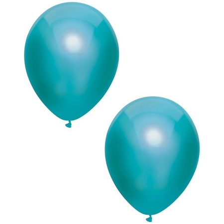 10x Petrol blauwe metallic heliumballonnen 30 cm